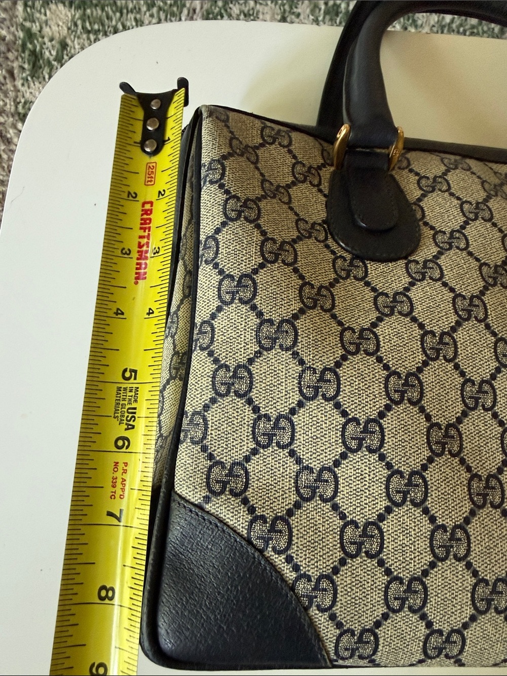 Authentic Vintage Gucci GG Navy Blue Handbag - Picture 15 of 16
